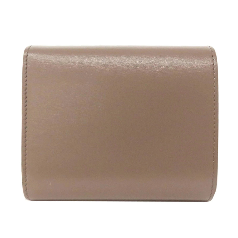 Celine Leather Bi Flap Wallet Triomphe fold Black